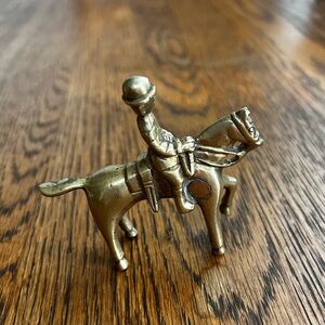 Vintage Brass Equestrian Figurine - Horse and Rider